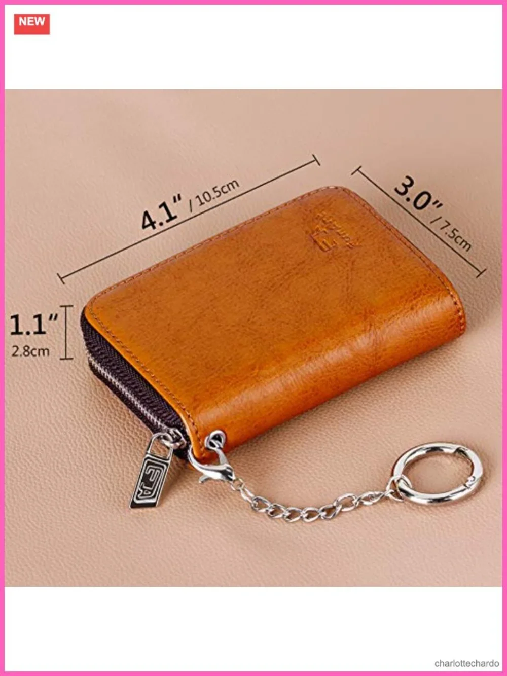 RFID Blocking Zipper Wallet with Key Chain, 16 Slots, Compact Business Card